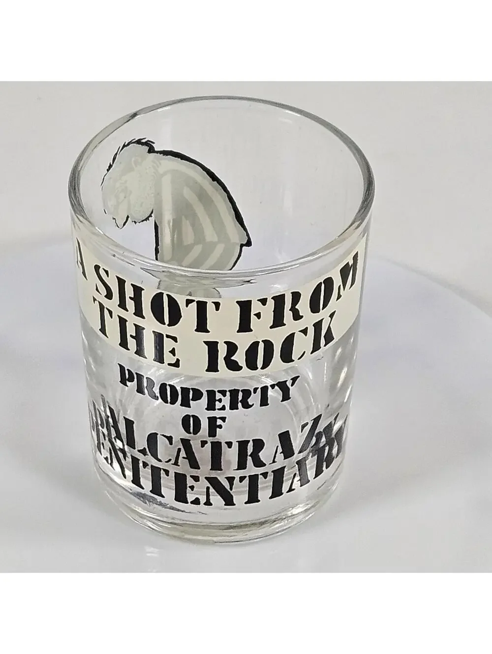 Vintage Alcatraz Shot Glass “A Shot From The Rock” Prison Novelty Barware